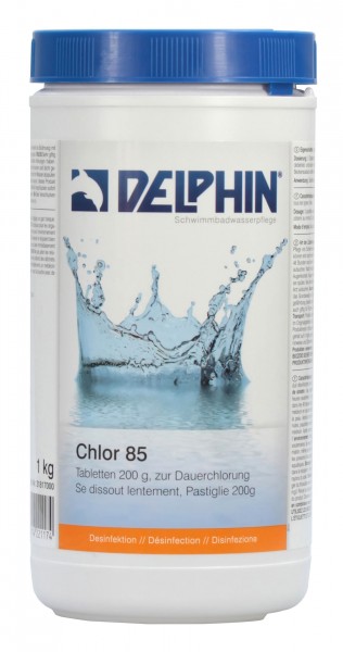 DELPHIN Chlor 85 Tabletten 200 g, 1 kg Dose